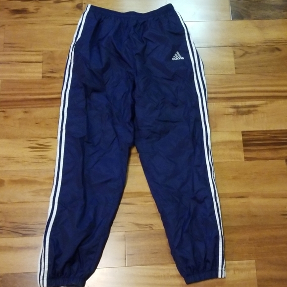 adidas 3 stripe blue track pants